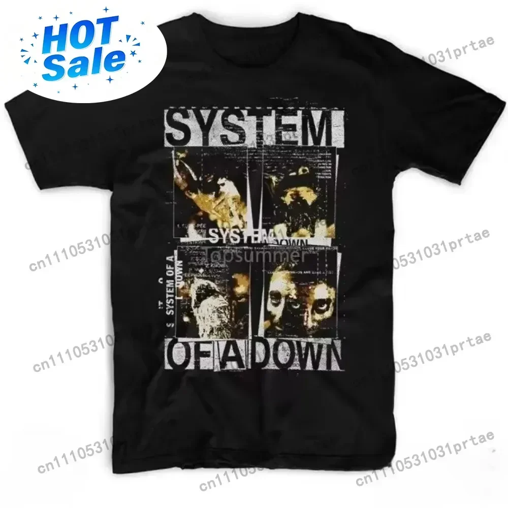 Band System of A Down Soad Faces Collage T Shirt Funny Graphic Tees Shirts Men and Women T-shirt Cotton Black Tee Shirts for Men