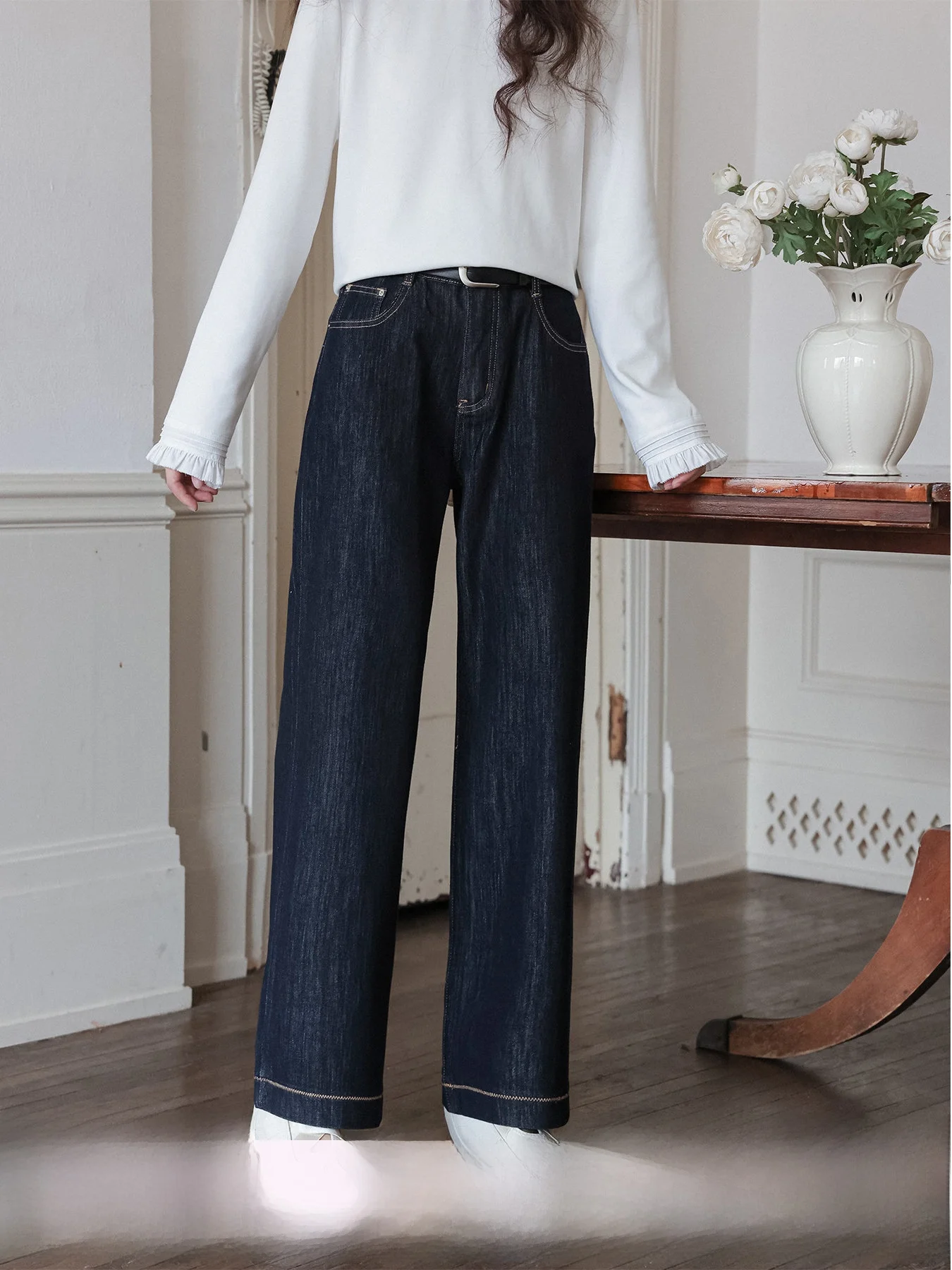 

Женские джинсы Slim Fit с высокой талией из хлопкового денима, прямые, стрейч, светло-белые, весна-осень