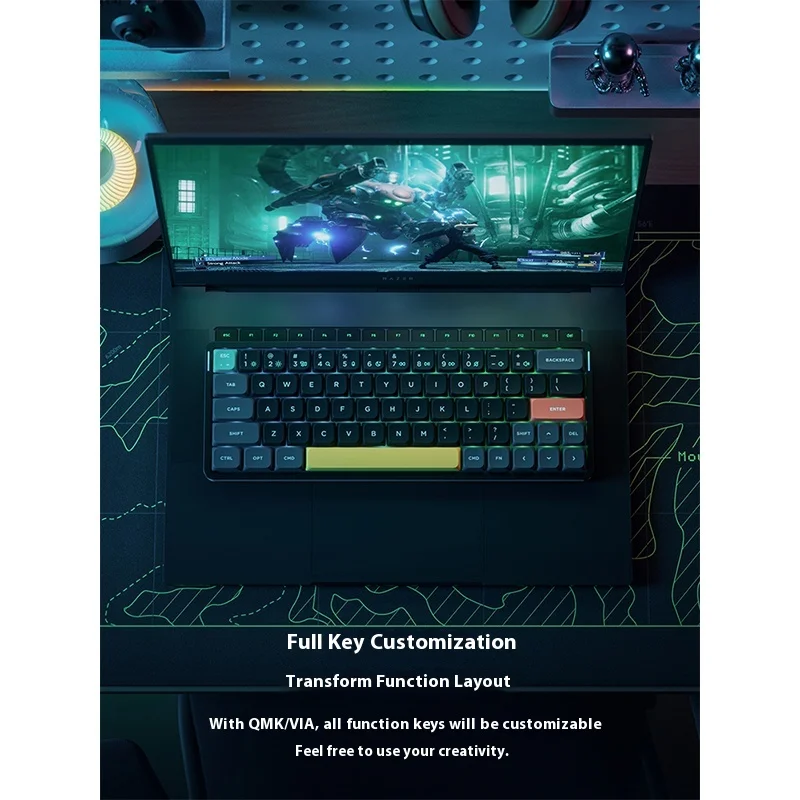 NuPhy Air60 V2 ワイヤレス ドワーフ スイッチ メカニカルキーボード 3モード 長時間バッテリー持続 低遅延 カスタマイズ可能 オフィス/ゲーミングキーボード