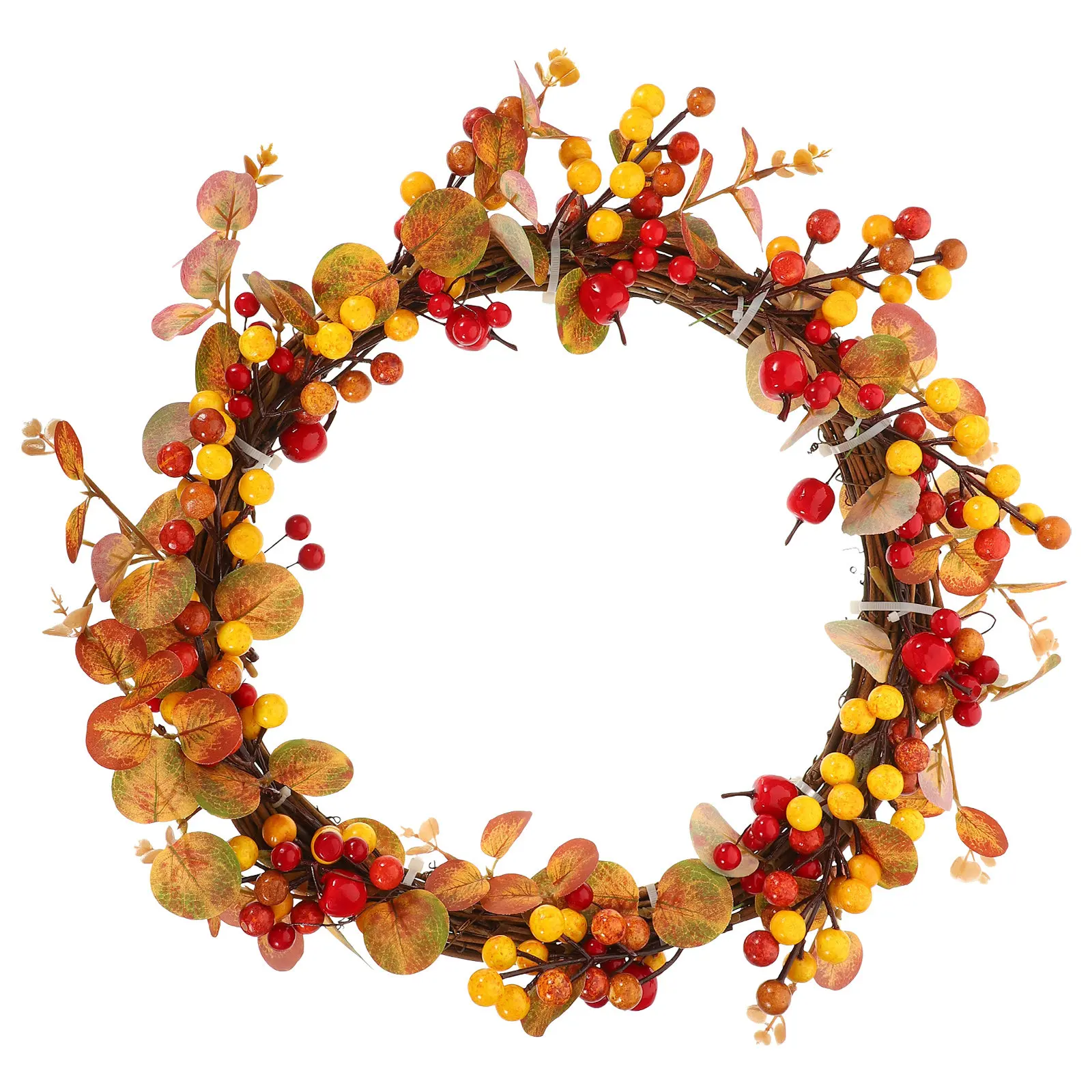 

1 шт. Золотой пластиковый венок из листьев эвкалипта, имитация осенней гирлянды из яблоневых листьев для входной двери, столовой, стены, дома