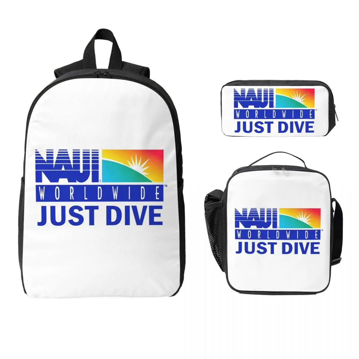 

NAUI The Difinition Of Diving Backpack Student BookBag School Bag Laptop Shoulder Bags 3ps Insulated Lunch Bag Pencil Case