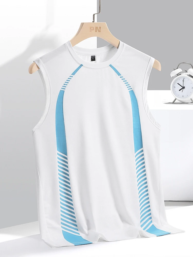 Running T-shirt Men Summer Ice Silk Thin Tank Top Quick Dry Short Sleeve Breathable Fitness Sports T-shirt Man Workout Tee 5XL
