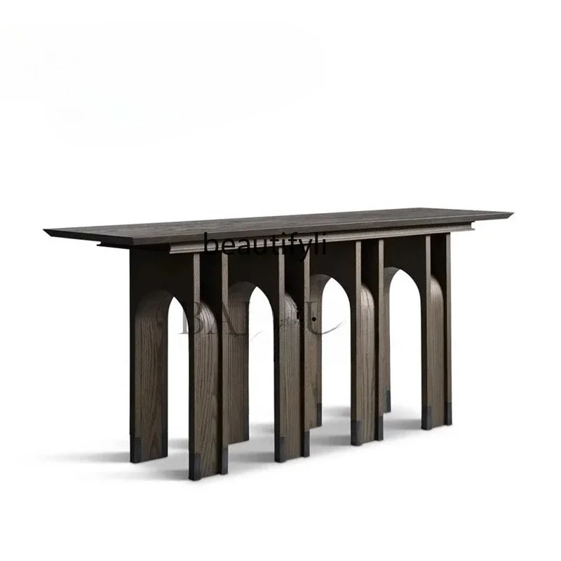 

H5556Medieval solid wood entrance table Retro B & B living room sofa back side table corridor against the wall display case