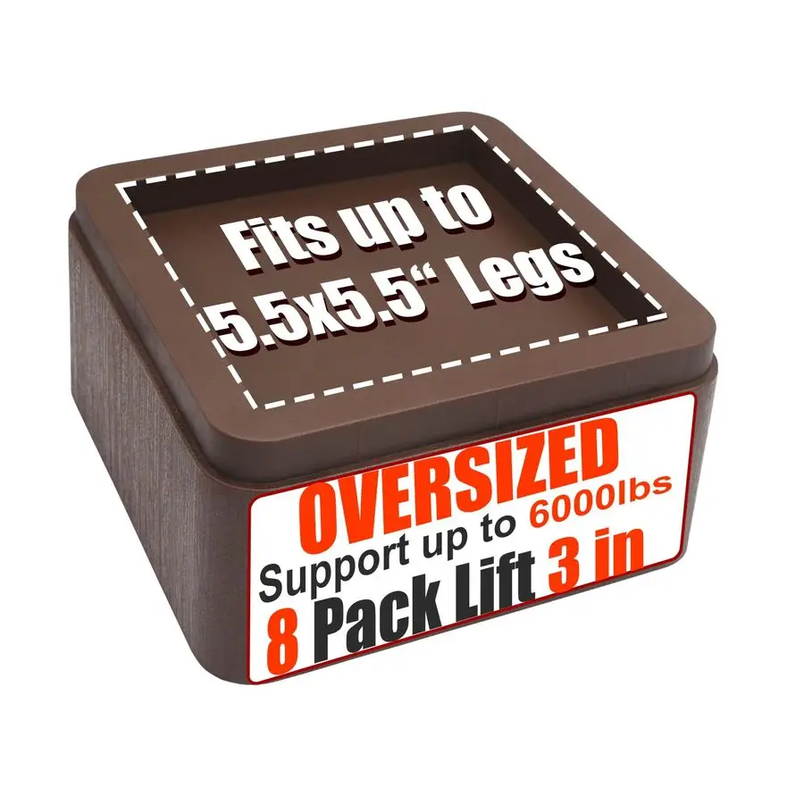 

Стойки, высота 3 дюйма, сверхмощные стойки для дивана, 6000 фунтов, штабелируемые стойки для мебели для кровати 3, 6, 9 дюймов, подходят для ножек 5,5X5,5 дюйма f