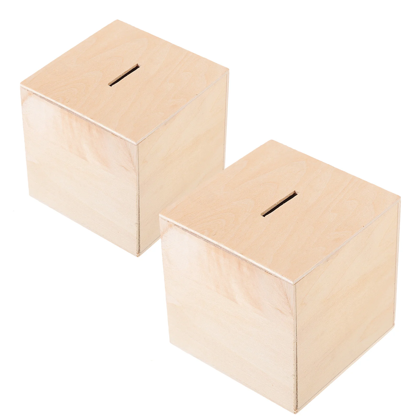 Banques d'économie d'argent en bois, 2 pièces, bricolage inachevé, conteneurs de changement mignons pour la décoration de la maison et le stockage de pièces de monnaie
