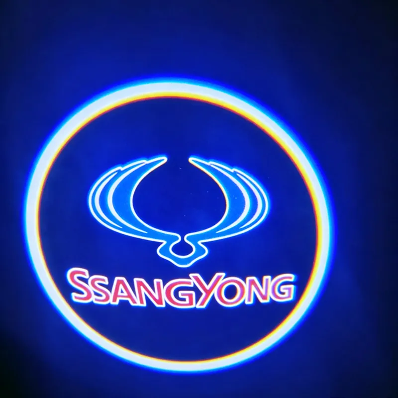 2PCS Universal For Ssangyong Korando Musso Sports Rexton LED Car Door Welcome Projector Logo Ghost Shadow Night Lights
