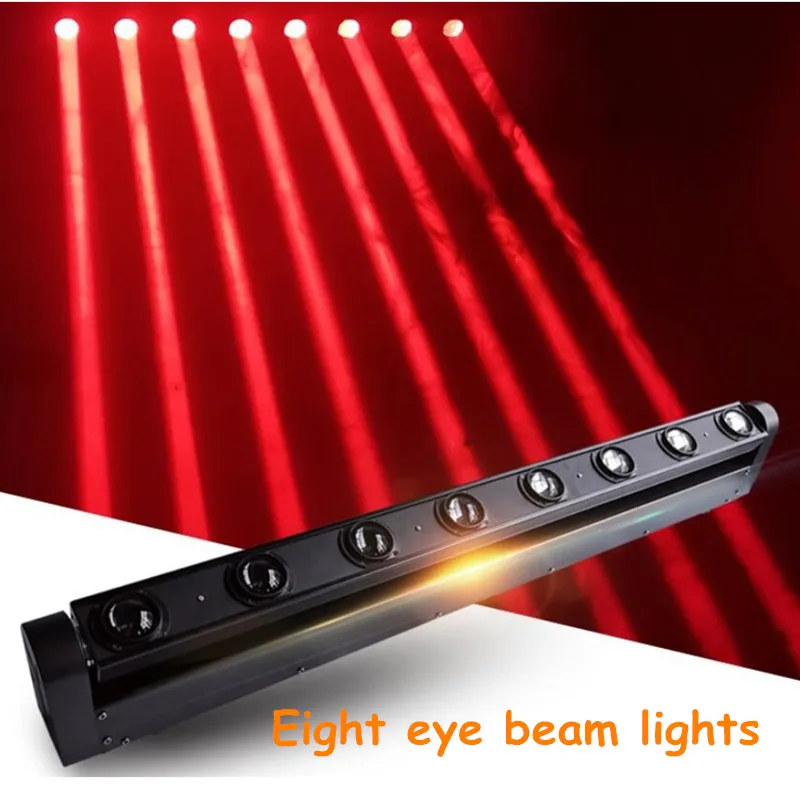 Clear Bar Stage Moving Head Light Full Color Eight Eyes Beam Lights Eight Head Rotating Scanning Lamp Speed Led Laser Lighting