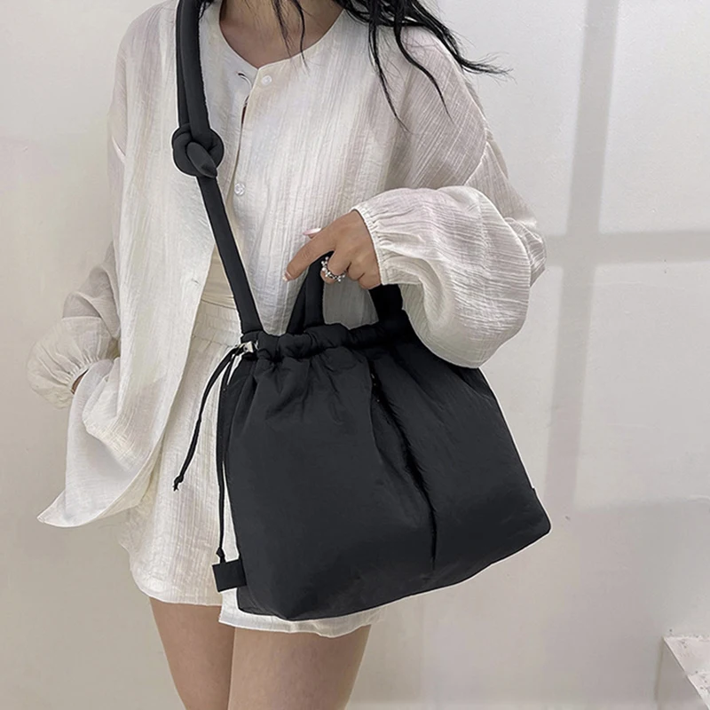 New Korean Fashion Fabric Shoulder Bag Soft Dacron Crossbody Bag Mini Tote Purses for Women Underarm Bags Handbags and Purses