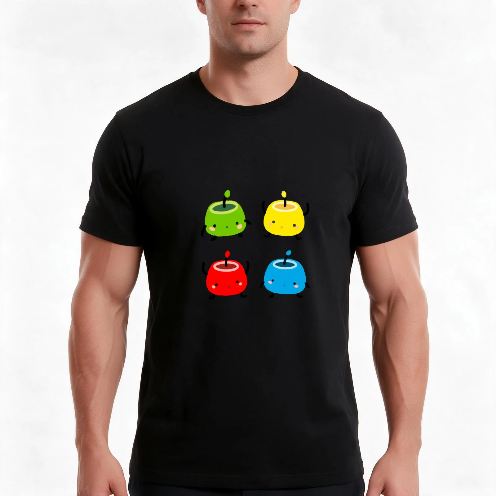 Junimos from Stardew Valley Sticker T-Shirt, Summer Casual Cotton Tee, Oversized Streetwear Tops, Vintage Graphic Print