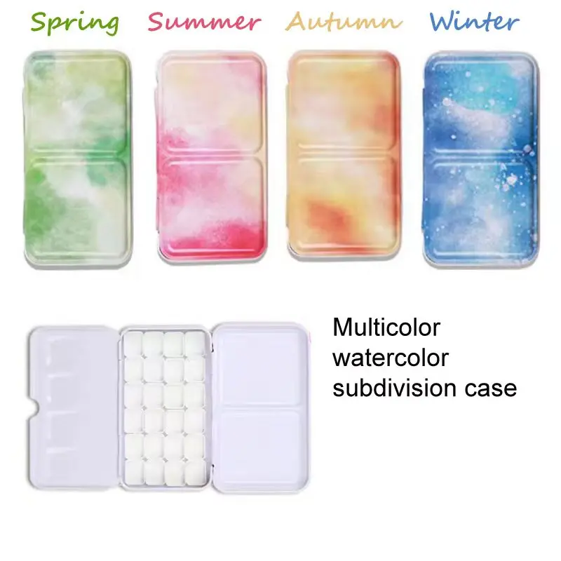 24 Grids Portable Metal Foldable Painting Box Multi Color Case For Watercolor Gouache Acrylic Subpackage Empty Palette