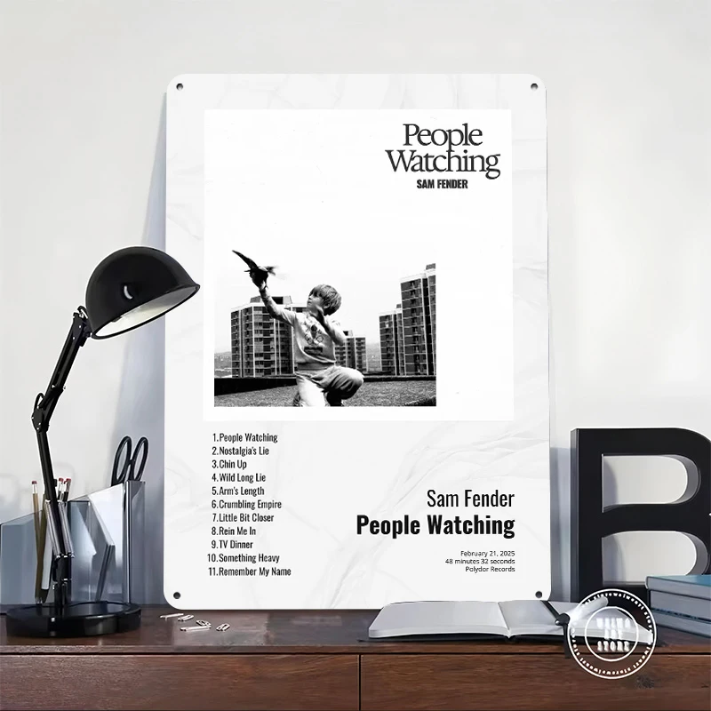 Sam Fender People Watching Album Cover Tinplate Poster Customized Wall Art Retro Vintage Metal Signs for Fans Setup Decorations