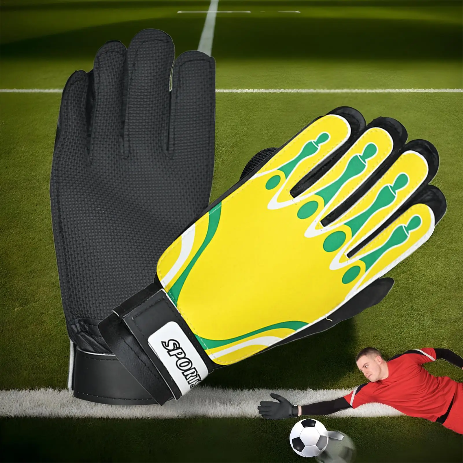 Guanti da calcio 1 paio di guanti da calcio portiere adulto assorbimento degli urti imbottito attrezzatura da allenamento per giocatori di calcio per la pratica