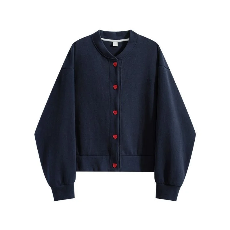 

Trendy New 2025 Loose Fit Blue Cardigan Sweatirt Large Size 300 Pou Versatile American Retro Baseball Jaet