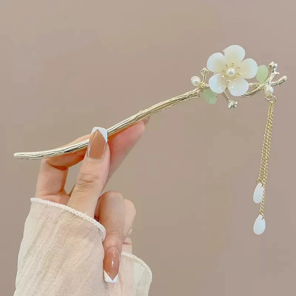 1/6pcs Elegant Chinese Style Tassel Hair Stick Traditional Floral Design Hairstyle Accessory Women Jewelry Hairpin Hairneedle image 6