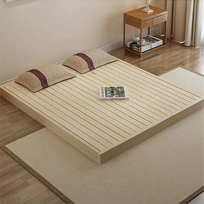 Solid wood hardboard bed mat master bedroom lowbed tatami row skeleton bedboard doublebed 1.5 bedshelf 1.8 floorbed