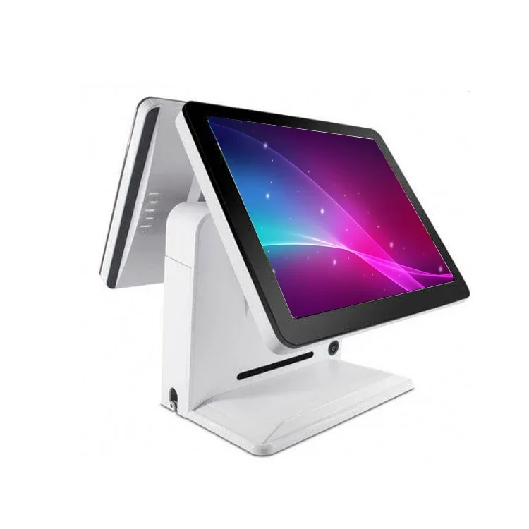 Latest Point Of Sale All In One Single / Dual Screen Pos Machine Wire Concealed Design New Pos Touch System