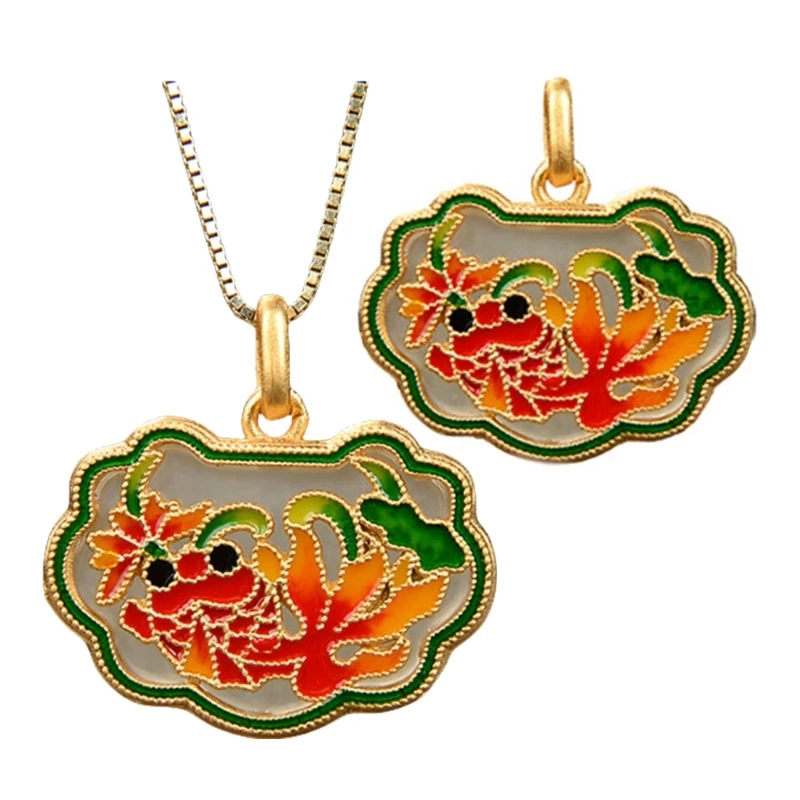 Longevity Lock Pendant/Necklace with Enamel Finish for Prosperity and Happiness
