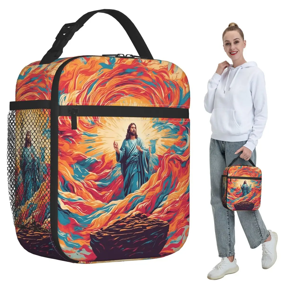 Sac à déjeuner isotherme pour enfants, motif Jésus ressuscité, citations bibliques, boîte alimentaire thermique, sac isotherme pour l'école