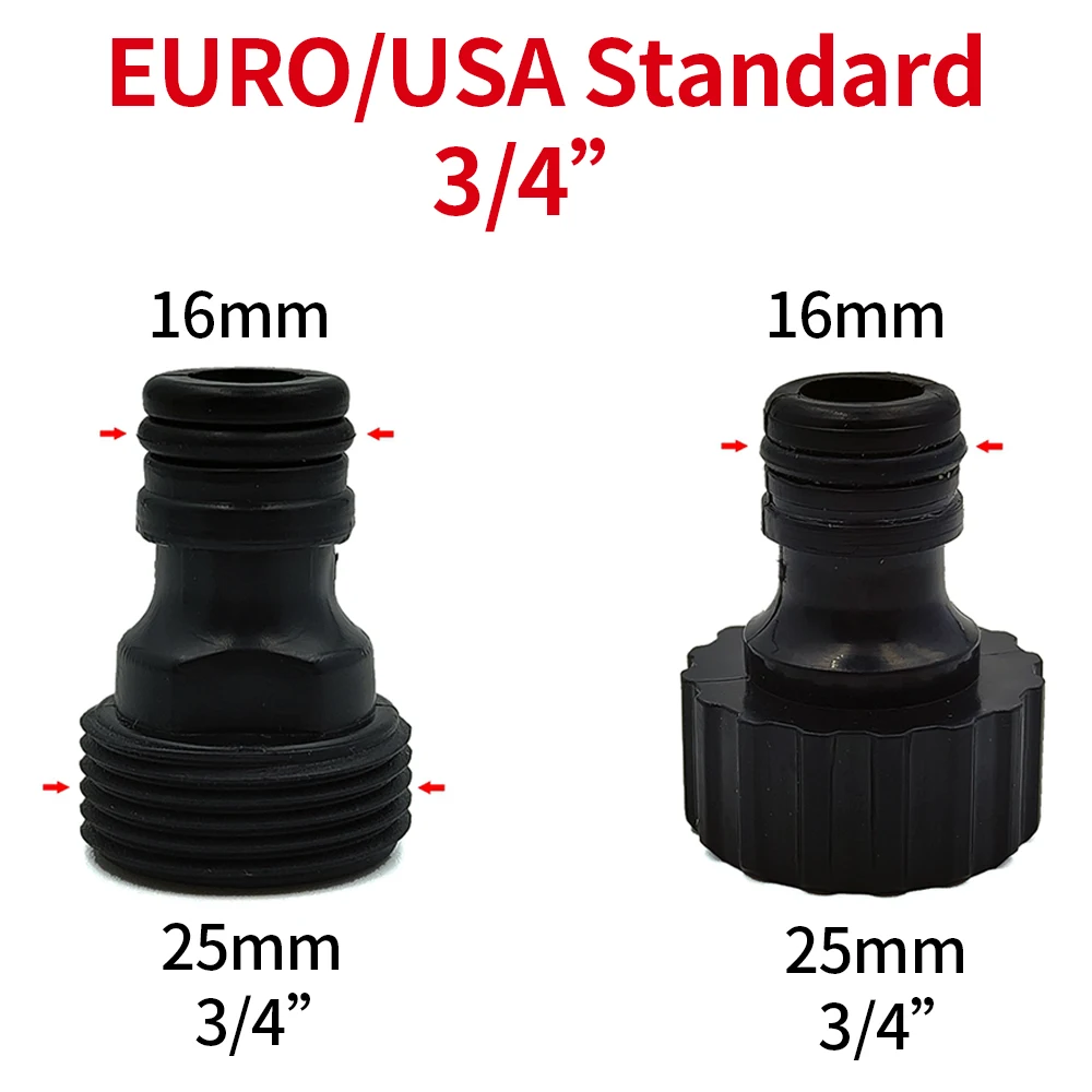 WUJIE-Adaptateur de Tuyau Fileté Mâle, Connecteur Rapide pour Tuyau de Jardin, Système d'Arrosage et d'Irrigation Goutte à Goutte, EURO USA, 3/4 Pouces