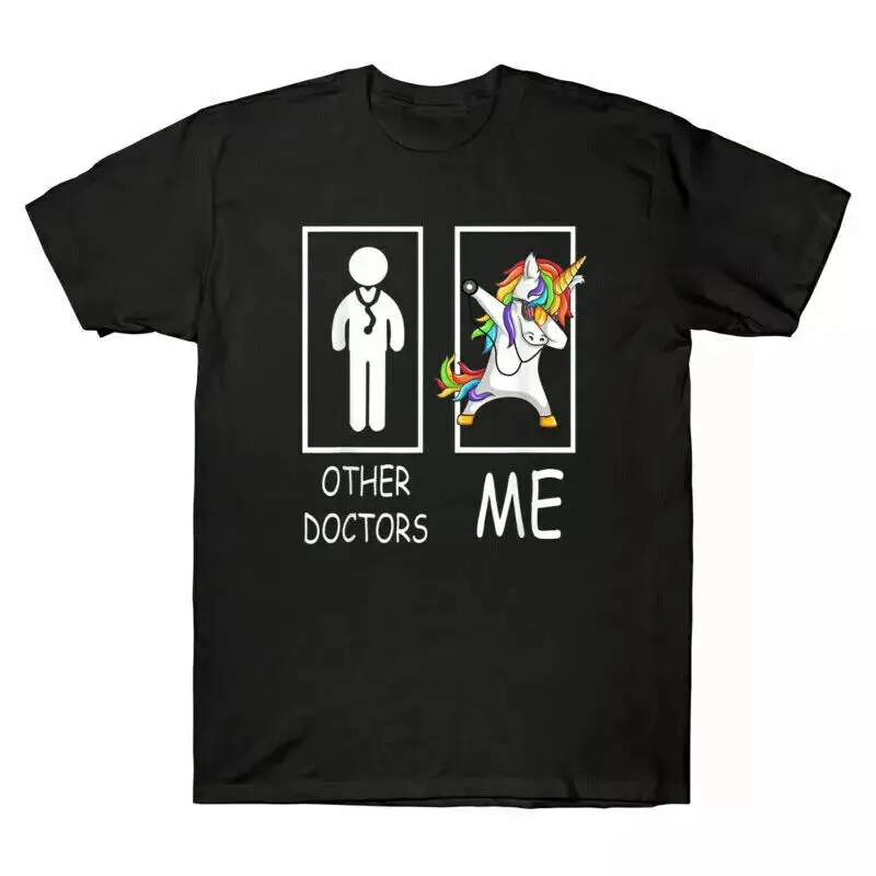 Funny Other Doctors Me Unicorn Dabbing Vintage Black T-Shirt S-5XL Top