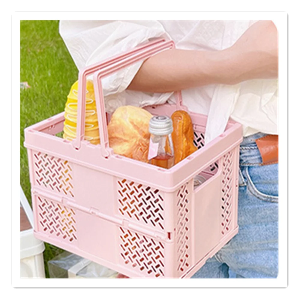 Outdoor picnic basket foldable ins supermarket shopping basket spring outing Japanese vegetable basket portable shopping basket