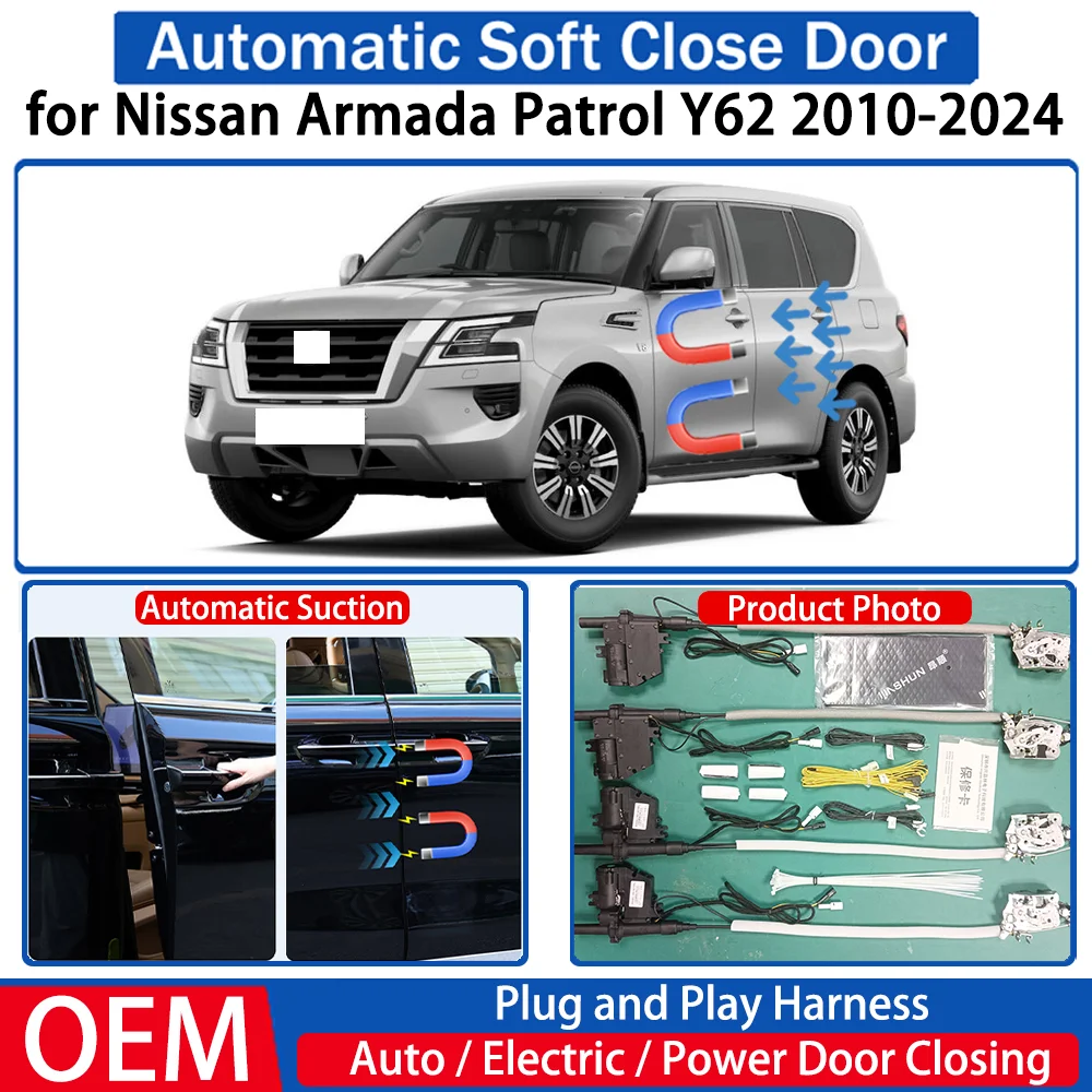for Nissan Armada Patrol Y62 2010-2024 Car Automatic Soft Close Door Electric Suction Kit Auto Power Closing System Plug＆play