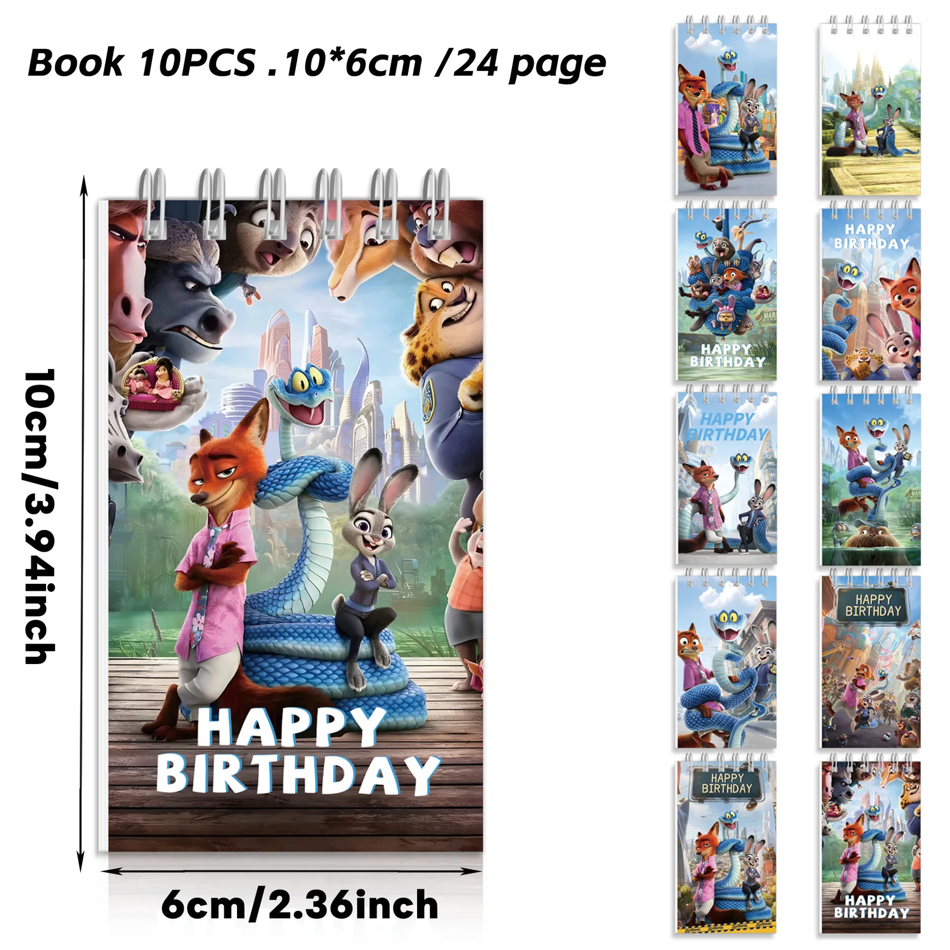 10 stücke Zootopia Rollover Spule Buch Student Kleine Notebooks Tagebuch Tragbare Büro Notizblock Zurück Zu Schule Junge Mädchen Weihnachten Geschenk