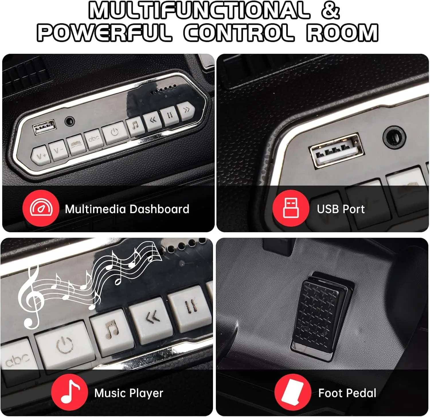 12V電動乗用玩具、警察車両SUV、リモコン付き、デュアルモーター、3段階速度調整、LEDライトと音楽付き、3歳以上対象