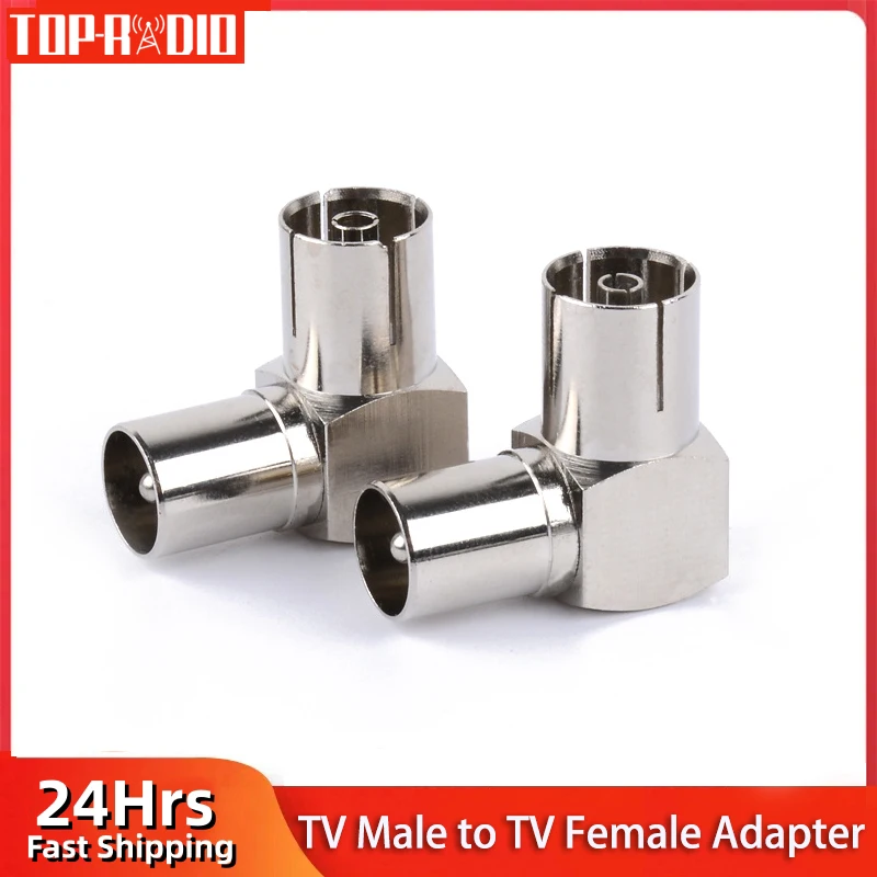 1 Piece TV Connector TV Male to TV Female PAL Right Angle 90 Degree Adapter for Antenna Satellite TV DVR