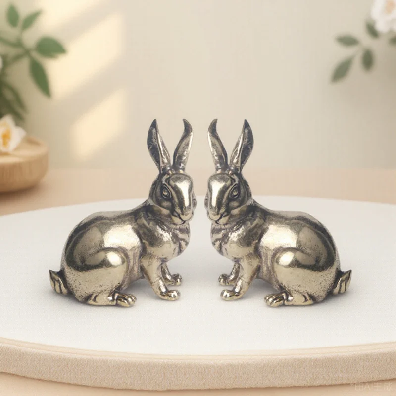 

2pcs Mini Decor Desktop Small Rabbit Ornament For Office Exquisite Carving Rabbit Home Car Table Display