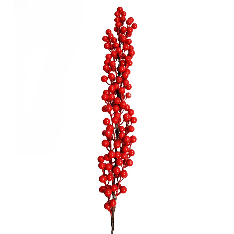 Bright Red Artificial Berry Branch 100cm Flexible Fake Holly For Stem For Christmas Wedding Home Holiday Decor DIY Floral