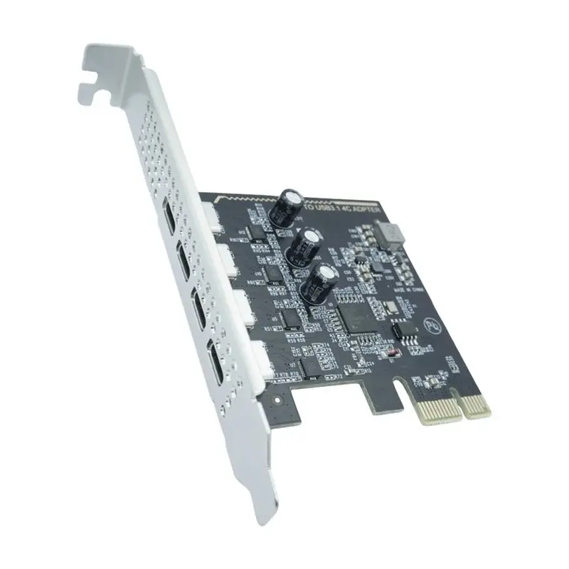 UPD720201 5Gbps USB3.1 Type-C USB-C Female To PCI-E Express 1X Card Adapter Four Ports With Low-Profile Bracket