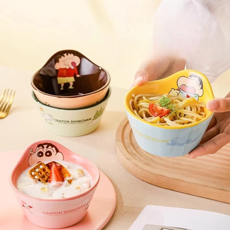 

Керамическая миска с милым карандашом Шин-тян. Бытовая миска для салата. Симпатичная детская посуда высокого уровня. Посуда для взрослых.