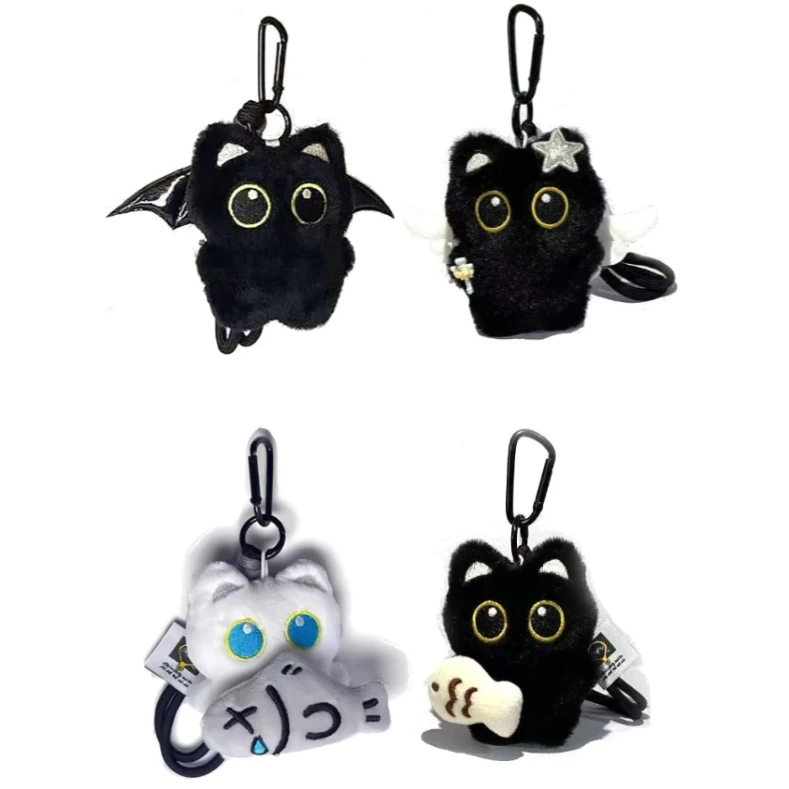 พวงกุญแจตุ๊กตาแมวดำการ์ตูน นุ่มนิ่ม ของขวัญวันหยุดที่สมบูรณ์แบบ มีหลายแบบ ใช้เป็นจี้กระเป๋าแฟชั่นได้