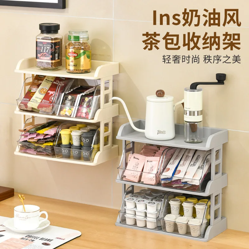 

Tea Bag Organizer Office Capsule Coffee Rack Drawer-Style Transparent Tea Room Storage Bar Counter Desktop Organizer