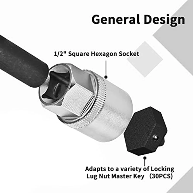 Wheel Lock Removal Kit Compatible, Wheel Lock Lug Nuts Removal Set For Removing And Locking