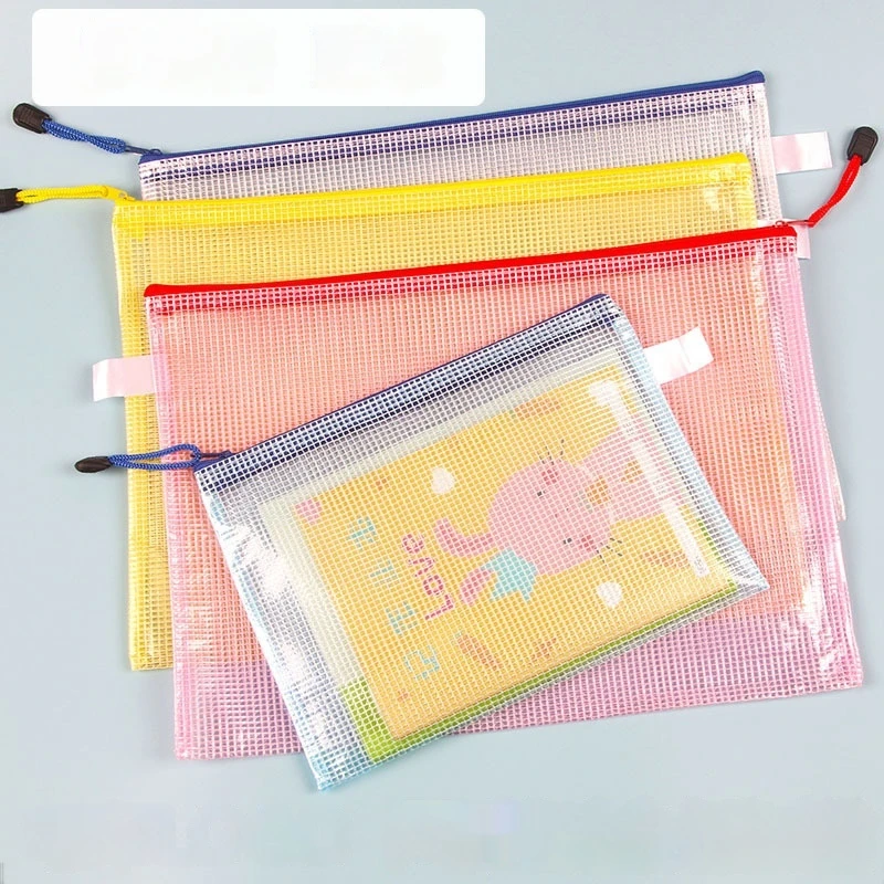 5 قطعة A6/A4 شبكة زيبر الحقيبة حقيبة مستندات مقاوم للماء قلم رصاص تخزين أكياس للمدرسة اللوازم المكتبية منظمة السفر التجميل