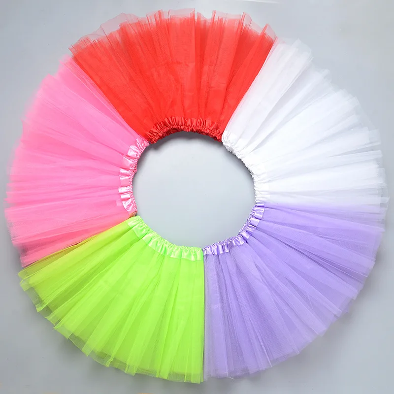 3 Layer Tulle Tutu Skirt for 2-8Y Girls Children Stage Ballet Dance Clothes Perform Party Clothing Bubble Fluffy Skirt for Kids