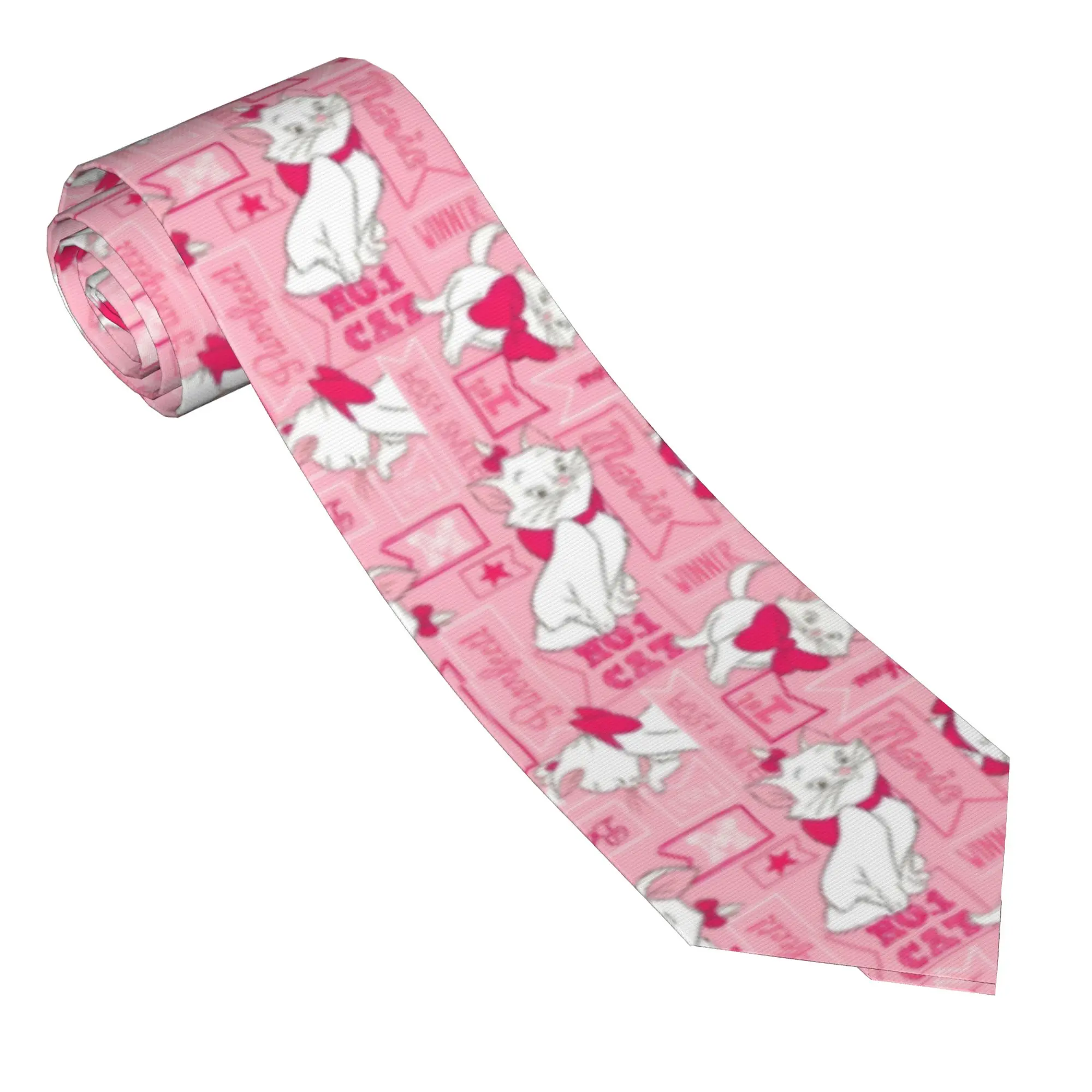 Aristocats Maries Cats Neckties Men Women 8 cm Narrow Neck Ties Pink for Men Suits Accessories Cravat Wedding Cosplay Props