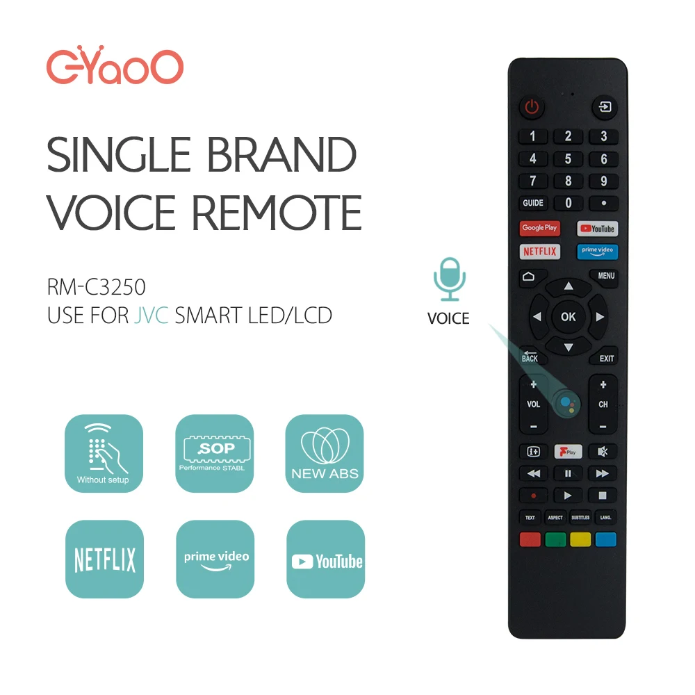 RM-C3250 Voice TV Remote Control Replaced Fit For JVC Remoto Polaroid/JVC/Logik/Hitachi Smart 4k HDTV Android TV