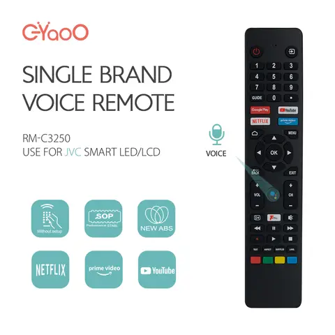 RM-C3250 음성 TV 리모컨 JVC Remoto Polaroid/JVC/Logik/Hitachi Smart 4k HDTV Android TV에 적합한 교체품