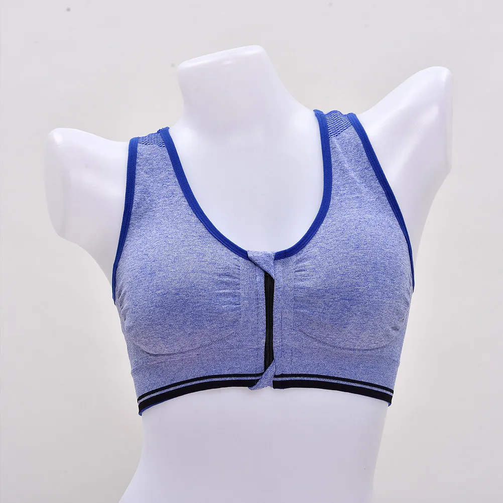 Women's Xl Zipper Sports Bra Wirefree Padded Shockproof Breathable Running Gym Fitness Push Up Bra Crop Top