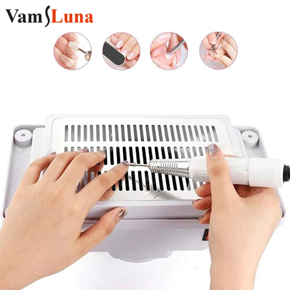 Nail Desktop Dust Collector Powerful Nail Vacuum Fan Vacuum Cleaner Polishing File Nail Trimming Machine For Nail Salon and Home