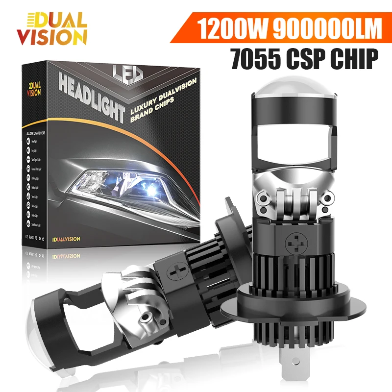 

2PCS H7 H11 Bi LED Headlight Projector Lens 1200W Canbus Hi/Lo Beam 7055 CSP Led 9005 HB3 9006 HB4 Turbo Car Light Lens 12V 24V
