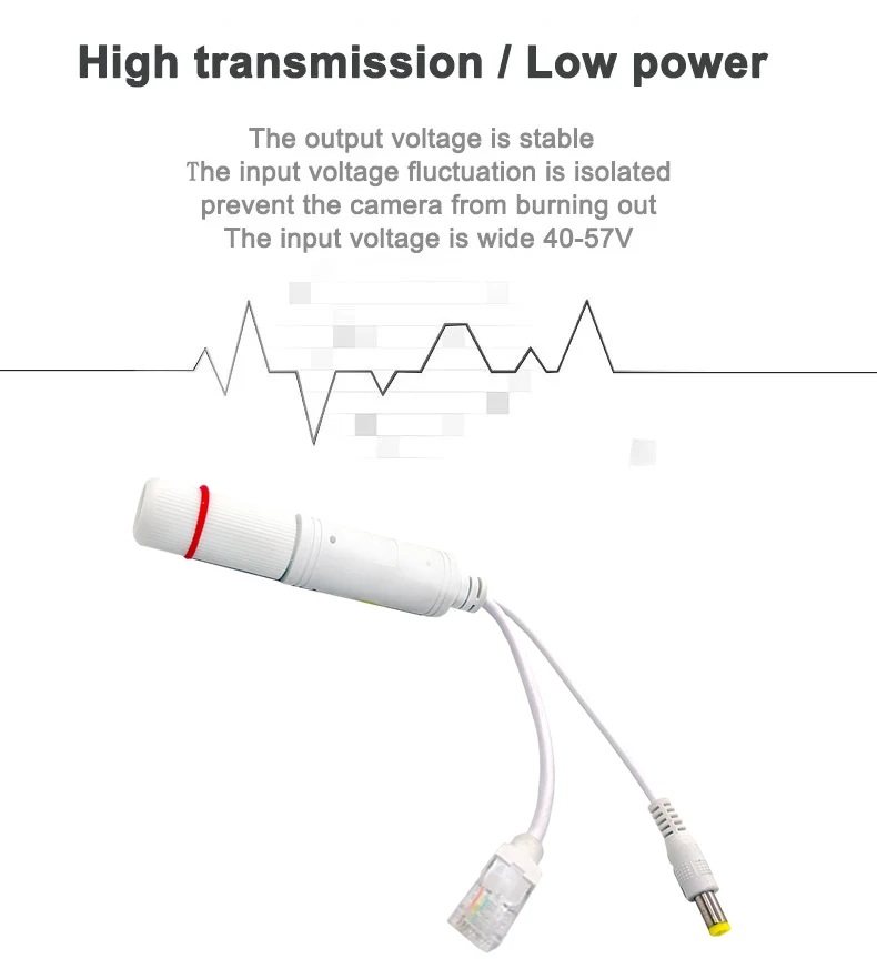 POE-Splitter, 48 V auf 12 V, wasserdichtes Video- und Netzteil, Kabelversorgungsmodul, Injektor-Extender für IP-Kamera-Splitter, Netz-AP – Detail 3