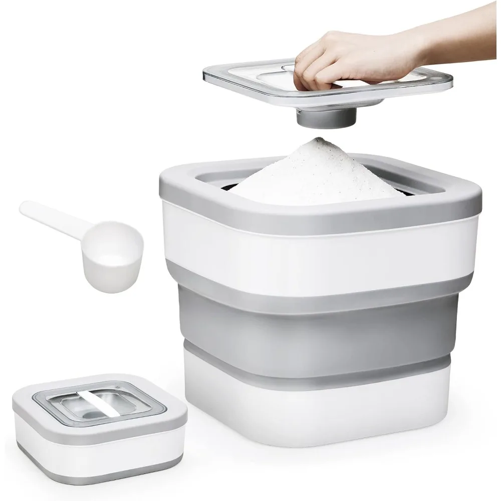 

Контейнер для стирального порошка с мерной ложкой, дозатор для стирального порошка, компактный органайзер для хранения, аксессуары для декора прачечной