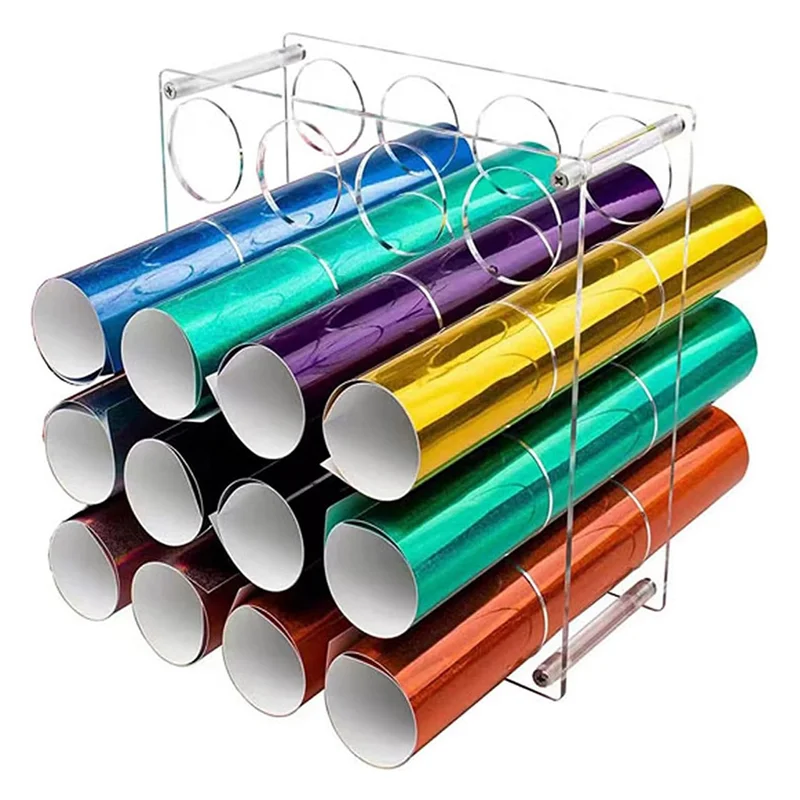 Resistente portaoggetti per rotoli di vinile Robusto portarotolo in vinile acrilico Organizzazione Multifunzionale per confezioni regalo artigianali