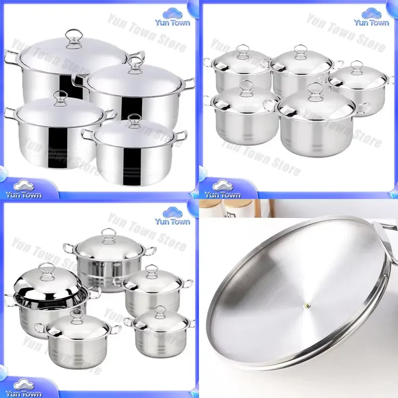Panela Antiaderente de Aço Inoxidável Grande para Sopa, Conjunto Universal de Utensílios de Cozinha para Casa, Atacado