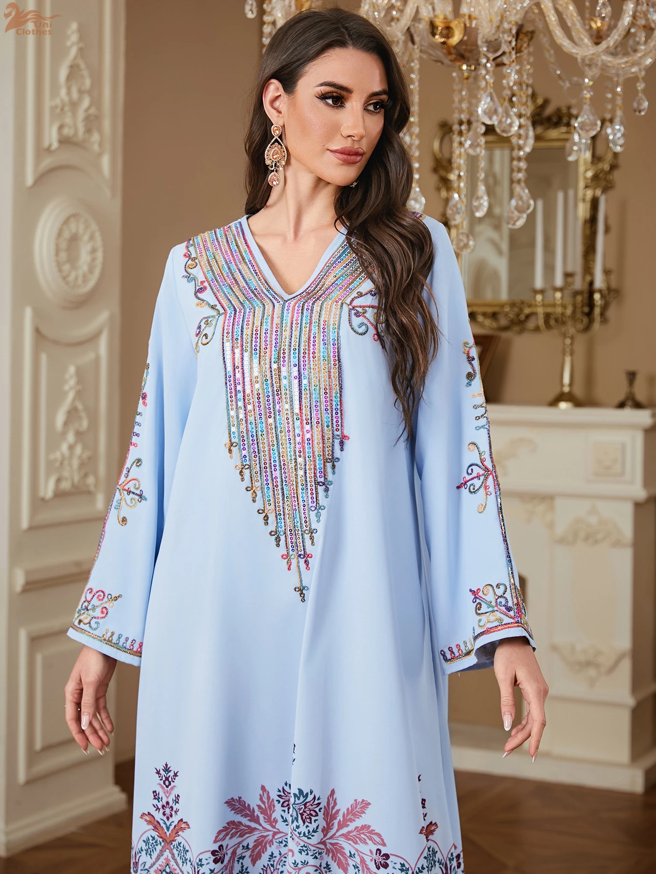 

Мусульманское платье с вышивкой Maxi Abayas Dubai с цветочным принтом, модный кафтан с зубцами, 2025 г.