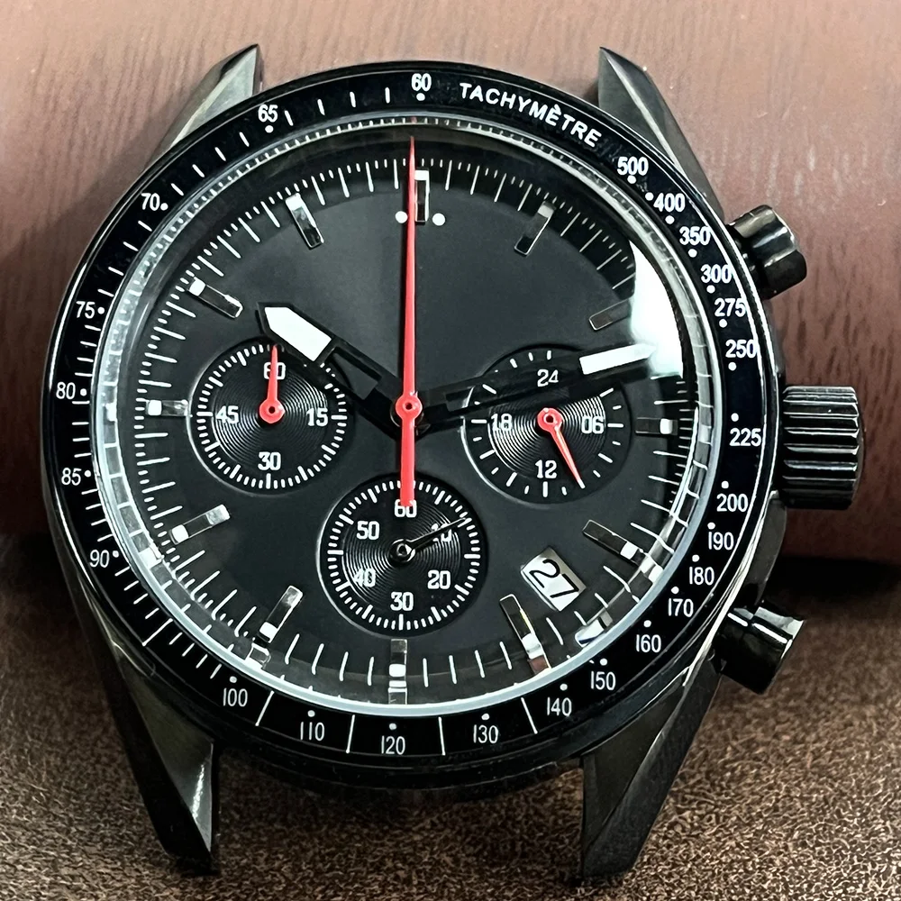 40mm VK63 movement men's wristwatch with stainless steel strap, luminous and waterproof men's quartz watch